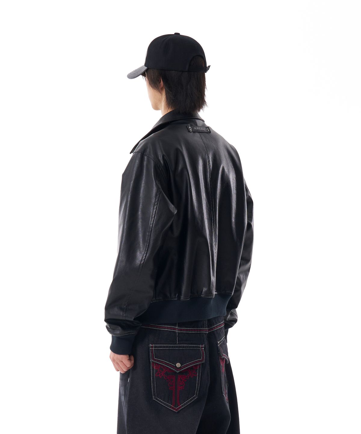 아캄(AAKAM) Western Collar Leather Jacket (Black)