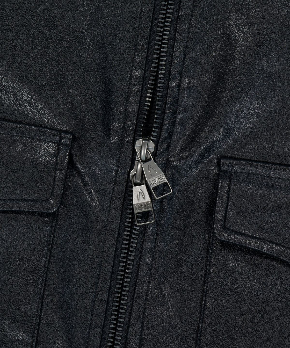 아캄(AAKAM) Western Collar Leather Jacket (Black)