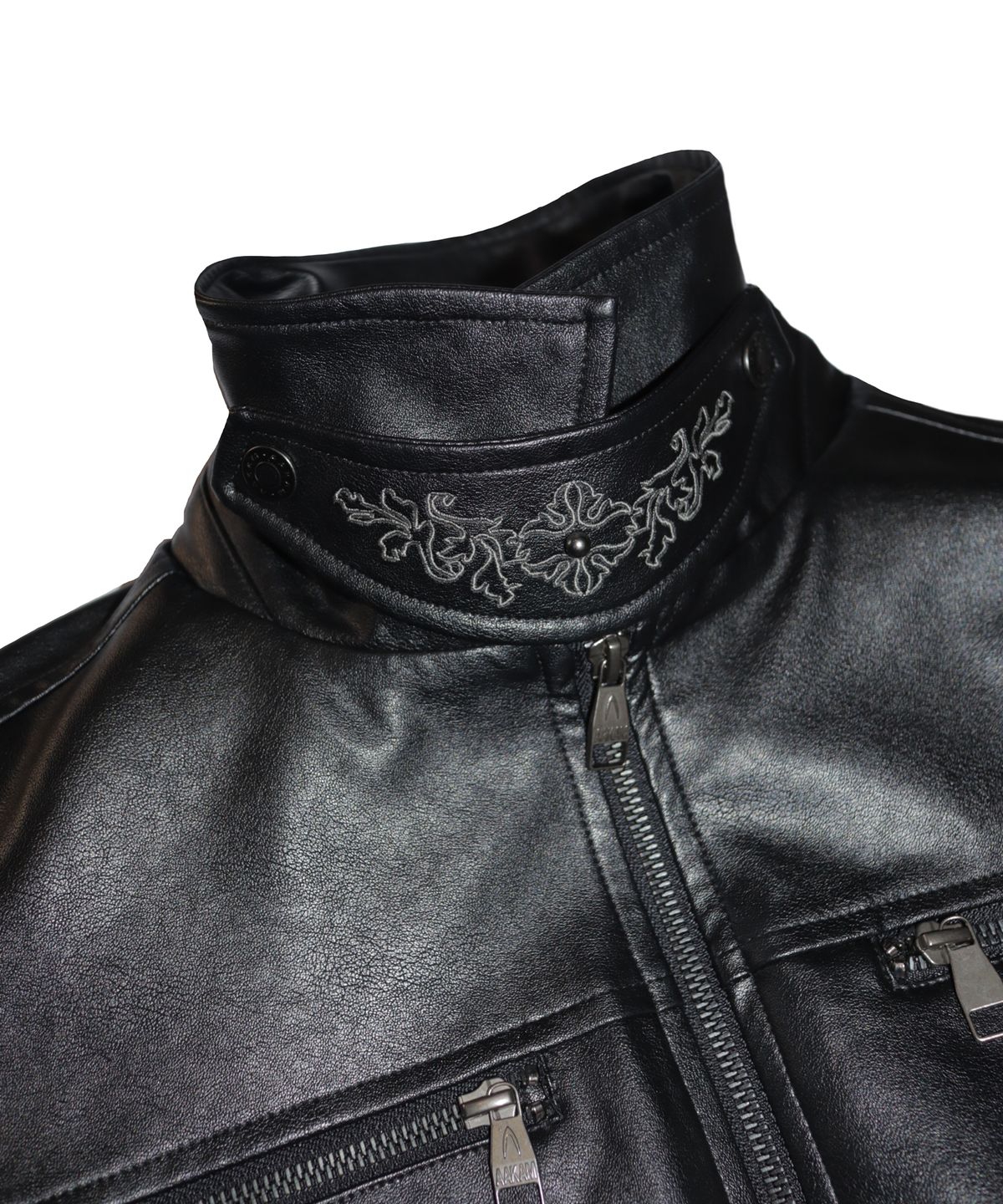 아캄(AAKAM) Western Collar Leather Jacket (Black)