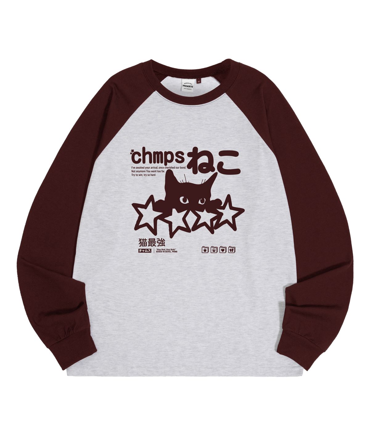 본챔스(BORN CHAMPS) [5 COLORS] CHMPS NEKO 래글런 오버핏 롱 슬리브 B25ST18