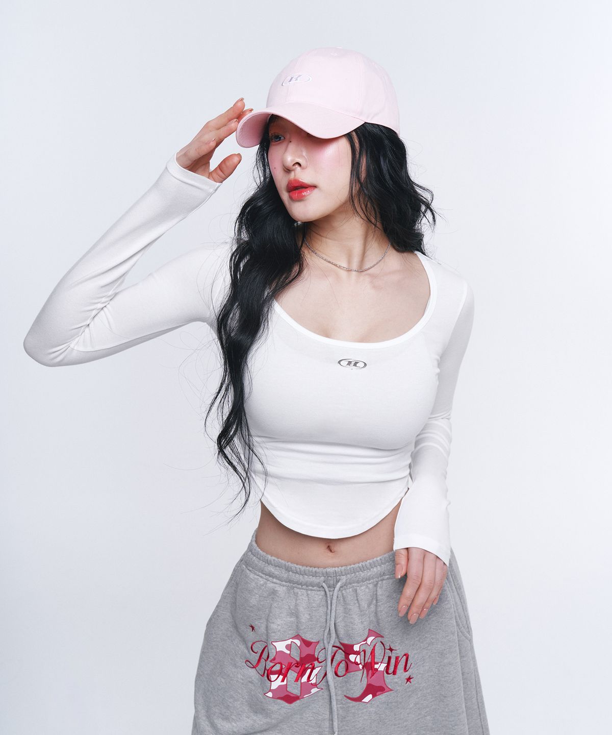 본투윈(BORN TO WIN) SMALL B SYMBOL BALL CAP [PINK]