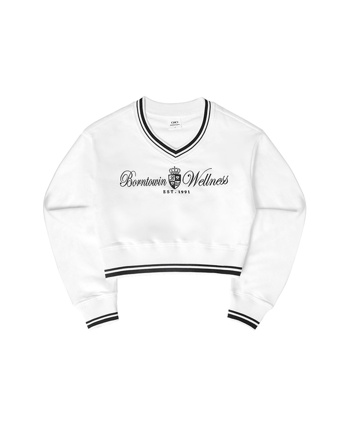 본투윈(BORN TO WIN) W WELLNESS V-NECK CROP SWEATSHIRTS [IVORY]