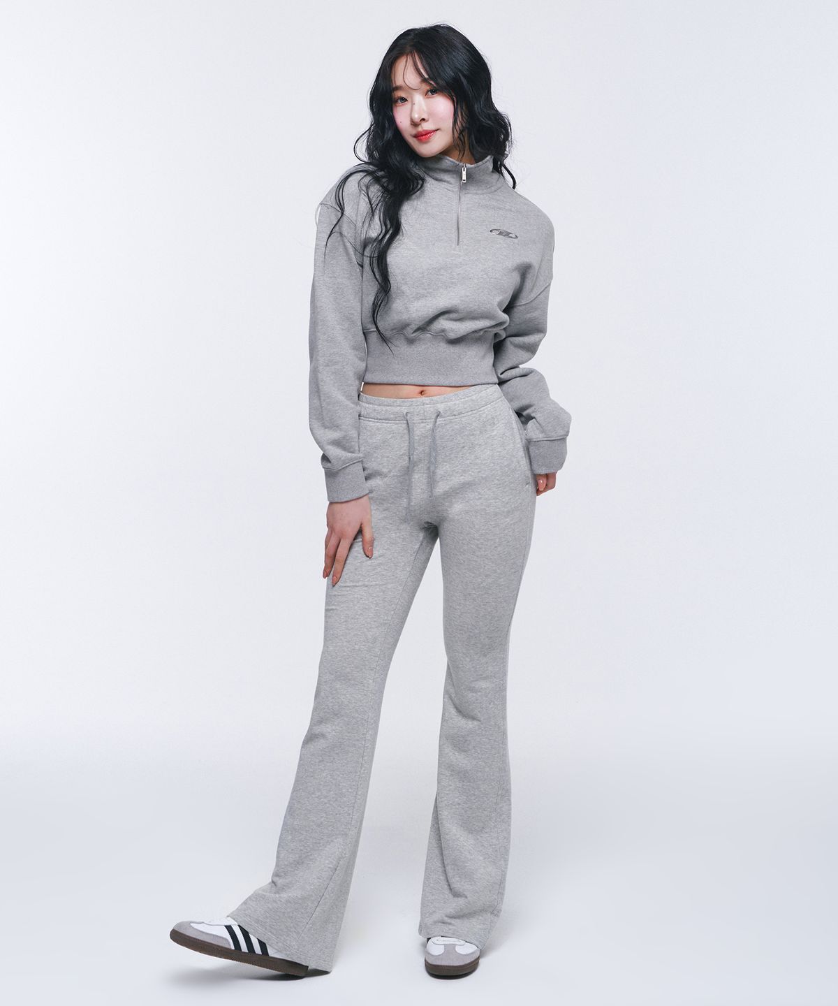 본투윈(BORN TO WIN) W SILVER B HALF ZIP UP SWEATSHIRTS [MELANGE GREY]