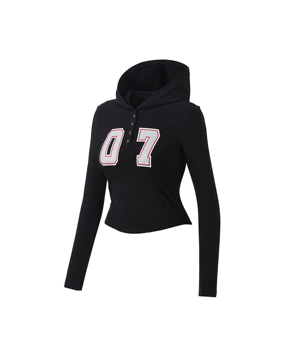 본투윈(BORN TO WIN) W NUMBER PIN-TUCK SNAP HOODIE [BLACK]
