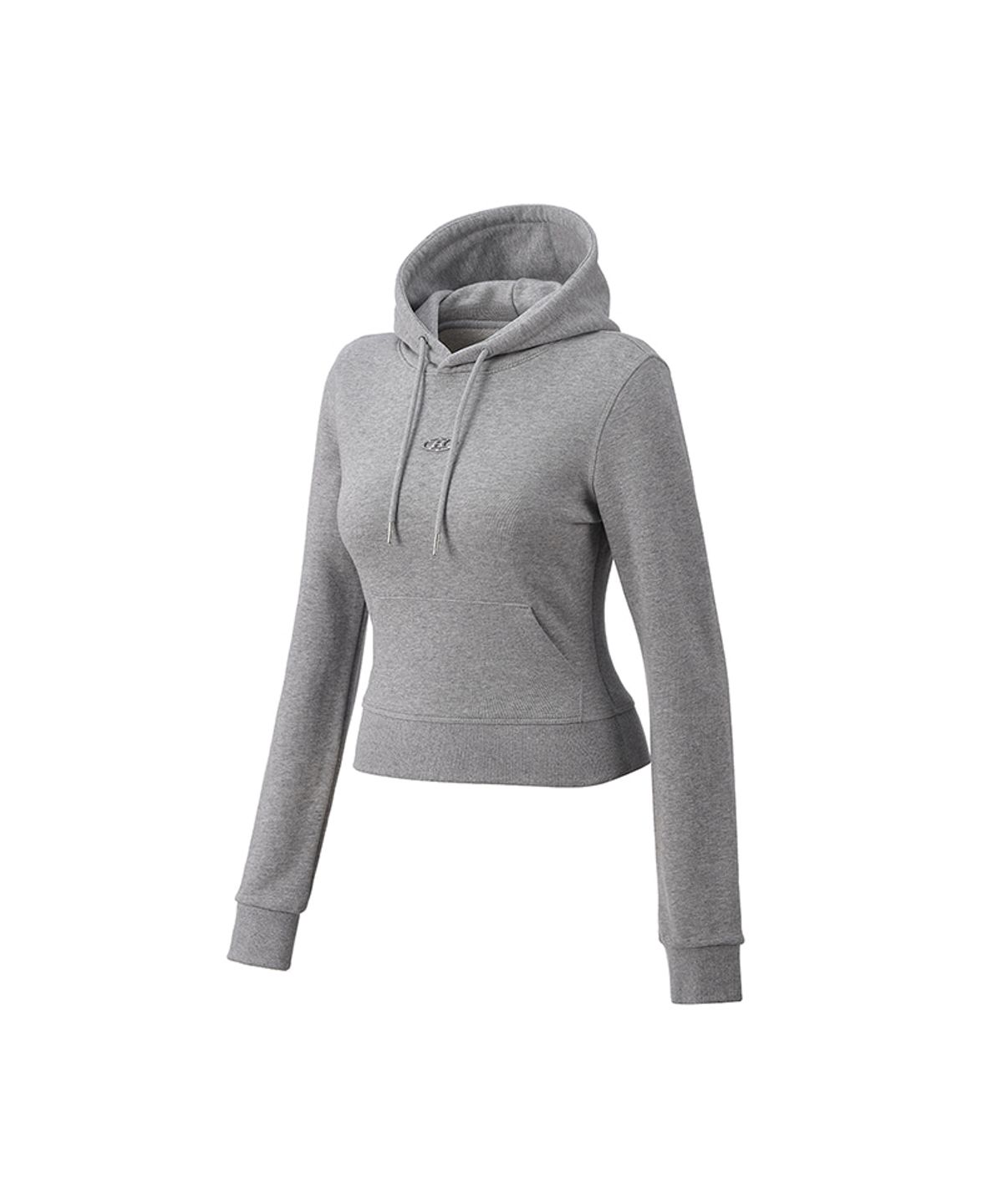 본투윈(BORN TO WIN) W B PENDANT COTTON CROP HOODIE [MELANGE GREY]