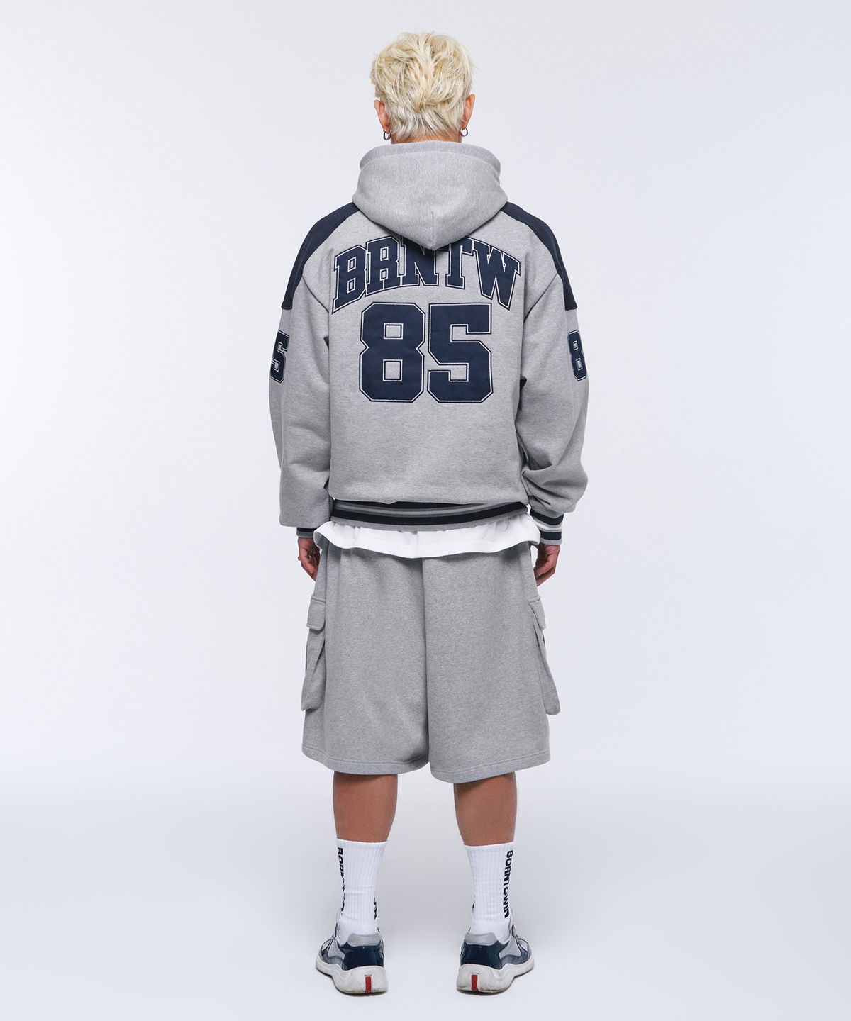 본투윈(BORN TO WIN) SYMBOL LOGO CARGO BERMUDA PANTS [MELANGE GREY]