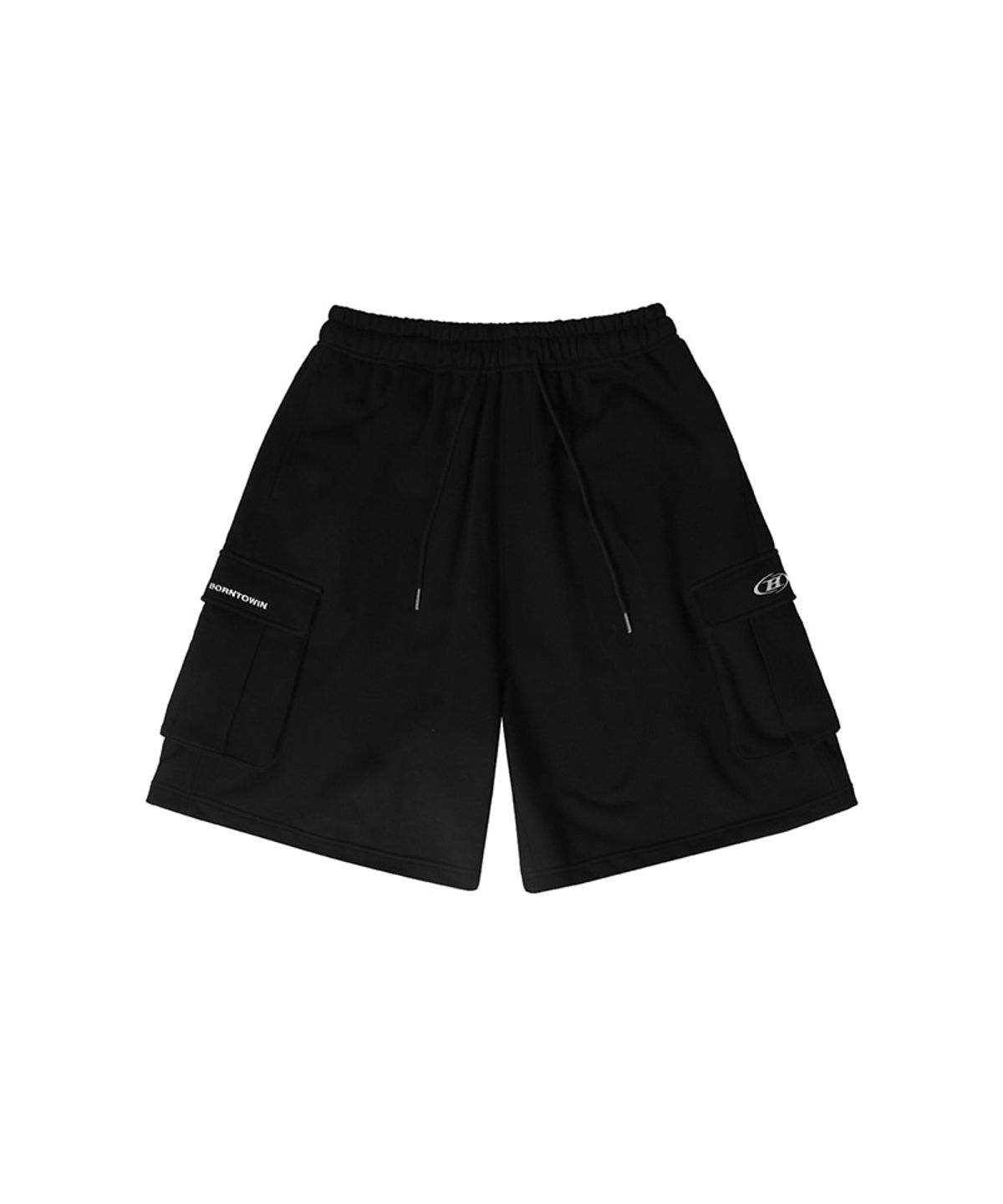 본투윈(BORN TO WIN) SYMBOL LOGO CARGO BERMUDA PANTS [BLACK]