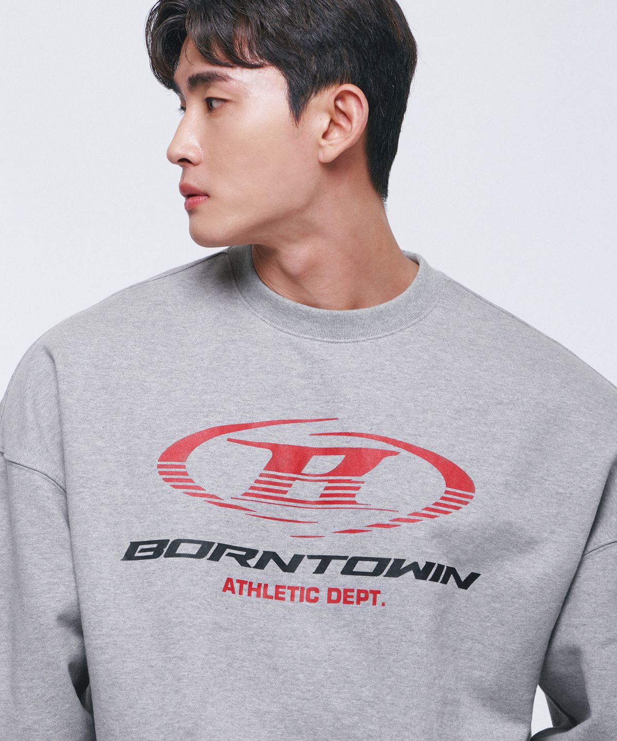 본투윈(BORN TO WIN) B SYMBOL RED LINE SWEATSHIRTS [MELANGE GREY]