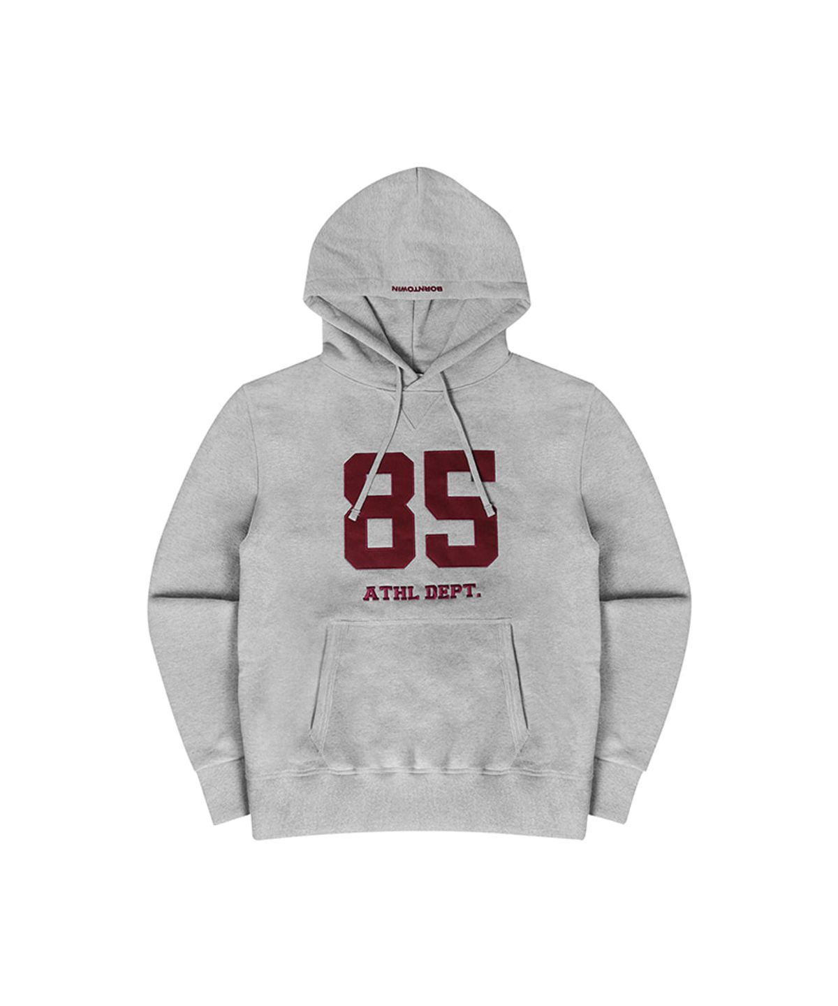 본투윈(BORN TO WIN) 85 APPLIQUE MUSCLE FIT HOODIE [MELANGE GREY]