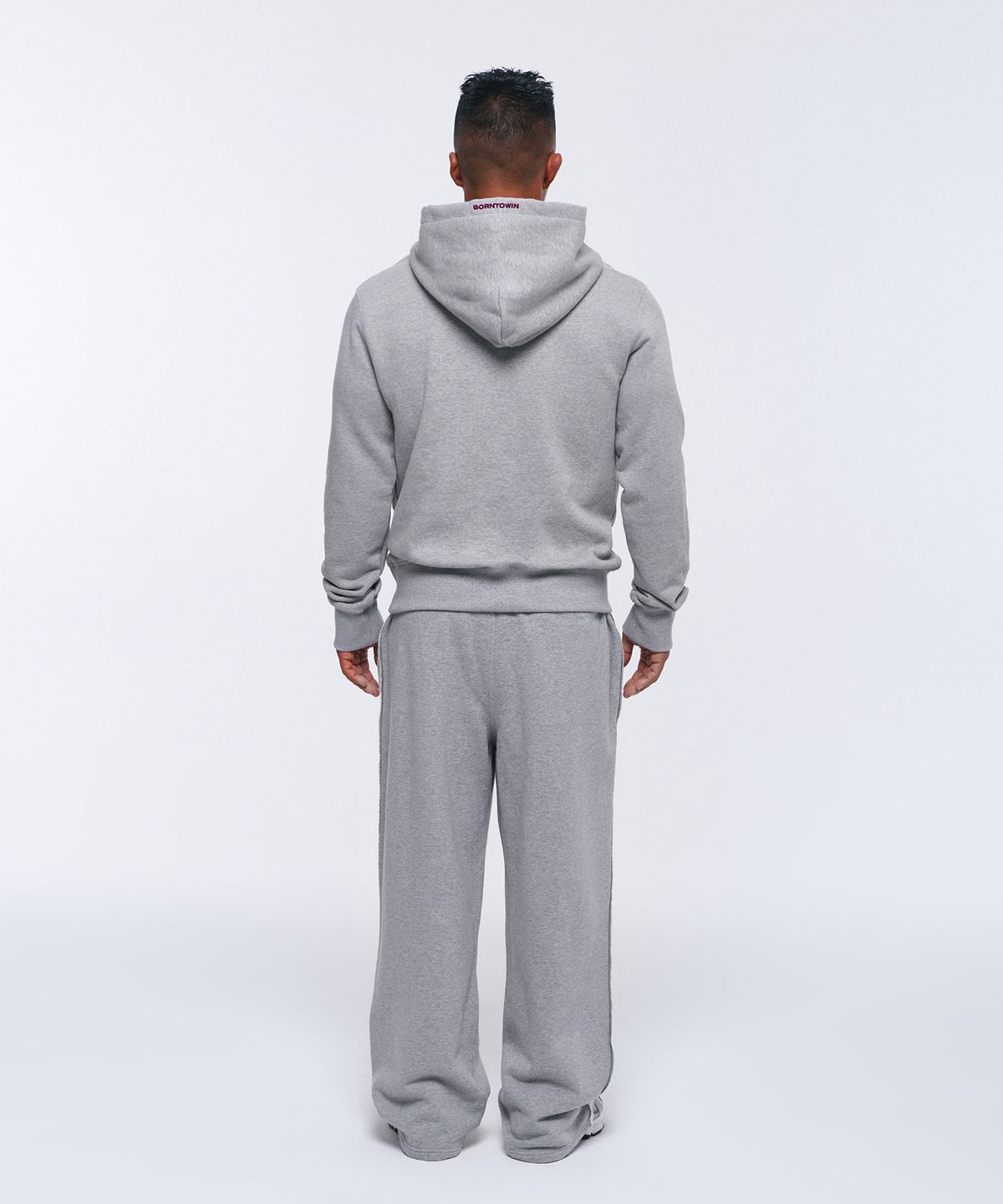 본투윈(BORN TO WIN) 85 APPLIQUE MUSCLE FIT HOODIE [MELANGE GREY]