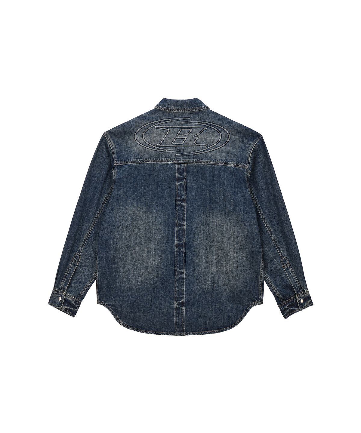 본투윈(BORN TO WIN) WASHED DENIM OVER FIT SHIRTS [MID DENIM]