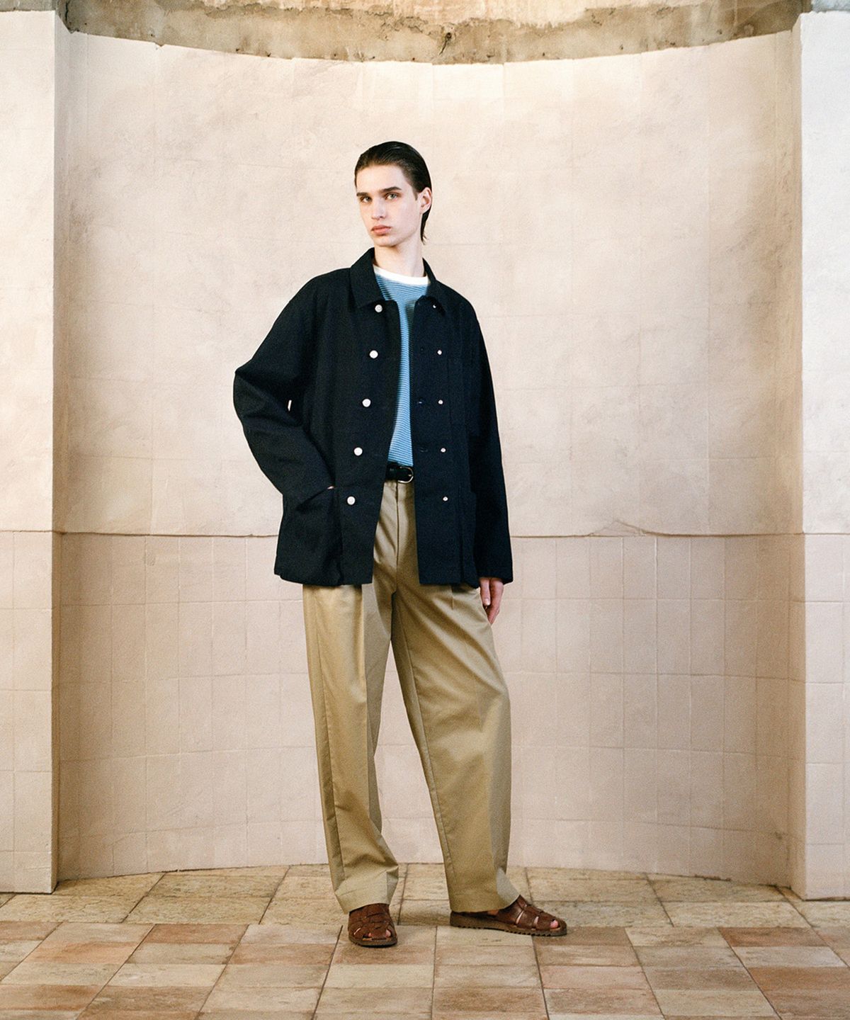 셔터(SHIRTER) ALEX DOUBLE PLEATS CHINO PANTS (BEIGE)