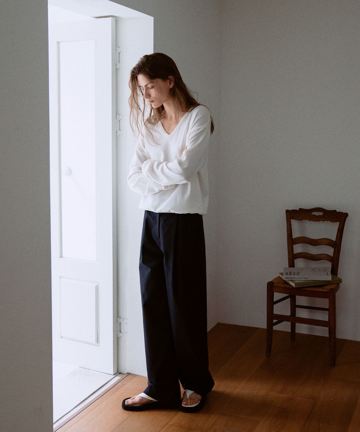 라메레이(LAMEREI) Cotton One-Tuck Pants[LMBESPPT5502]-White