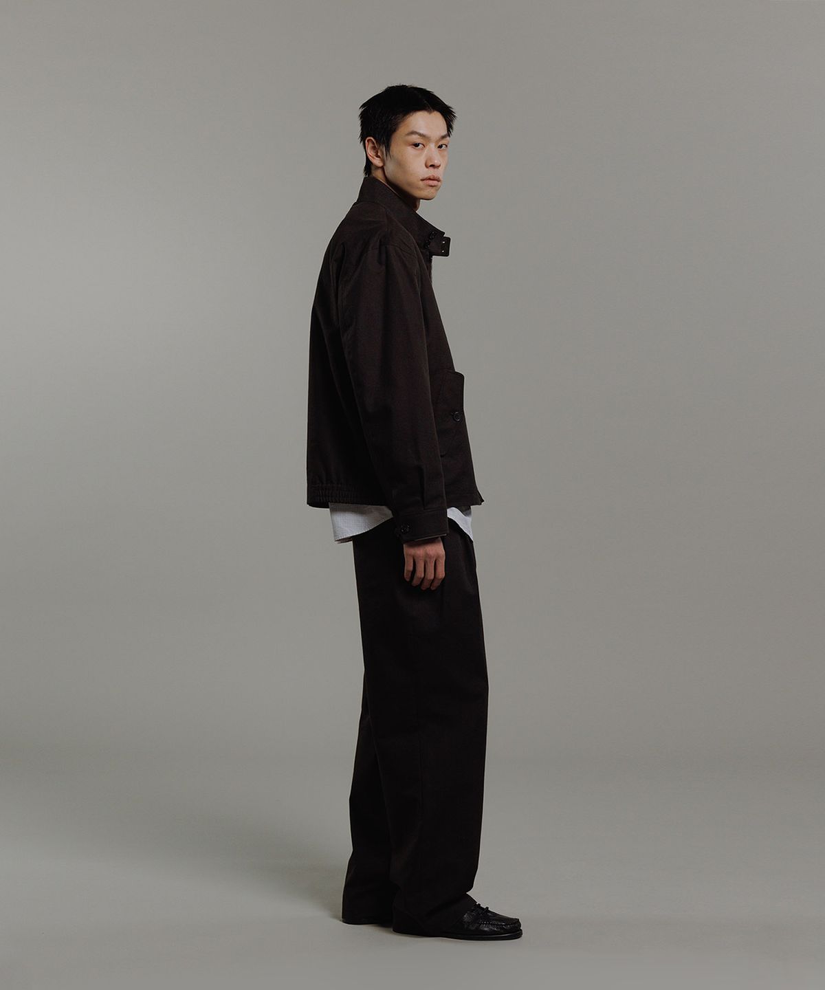 블랭크룸(BLANKROOM) 해링턴 자켓_BLACK CHOCOLATE