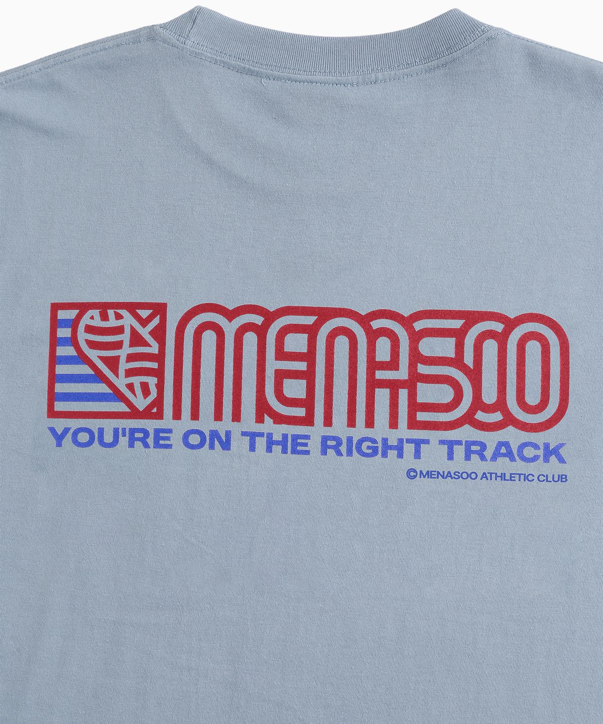 미나수(MENASOO) Squared Hearttrack Graphic T Shirt_Skyblue