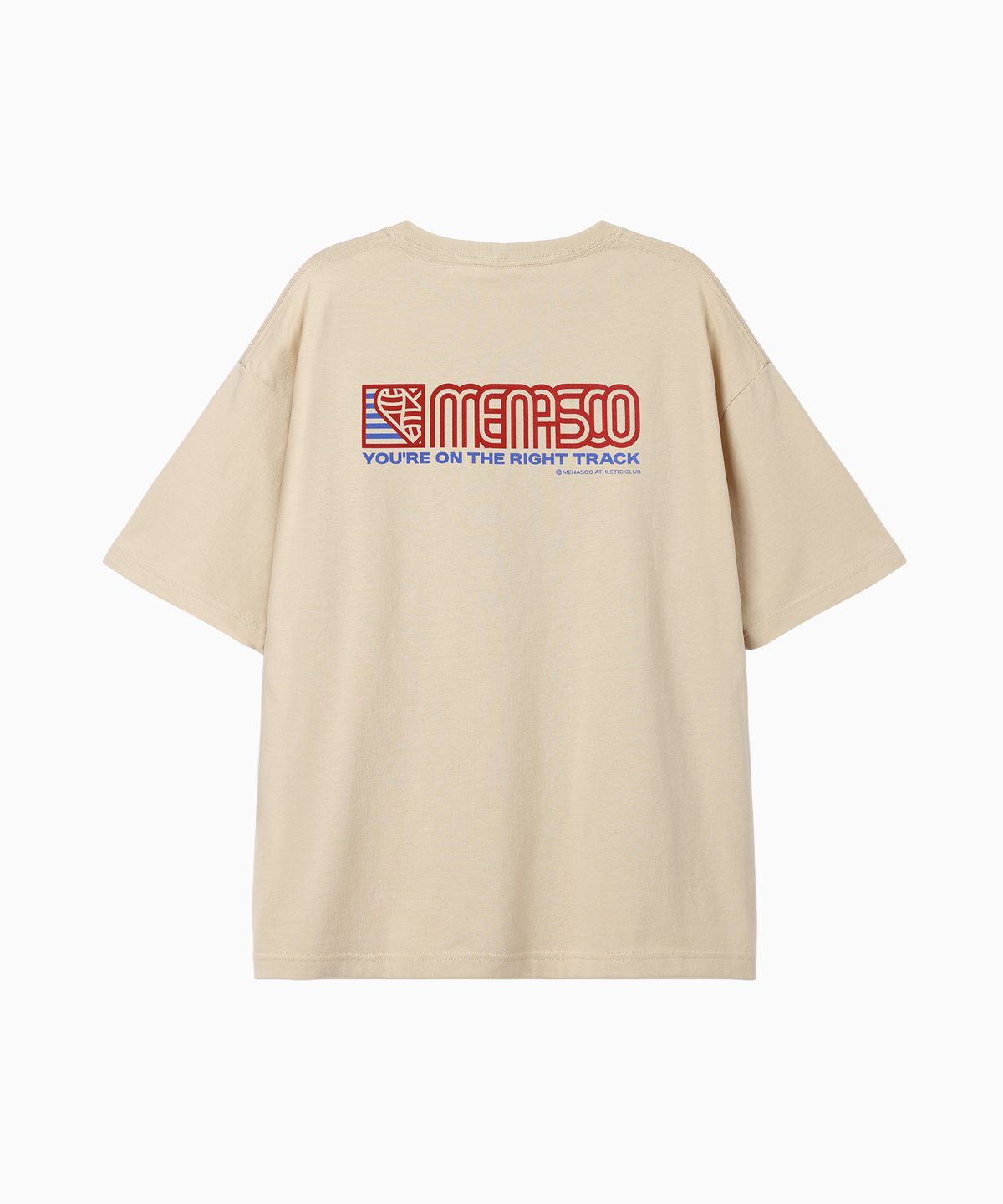 미나수(MENASOO) Squared Hearttrack Graphic T Shirt_Oatmeal