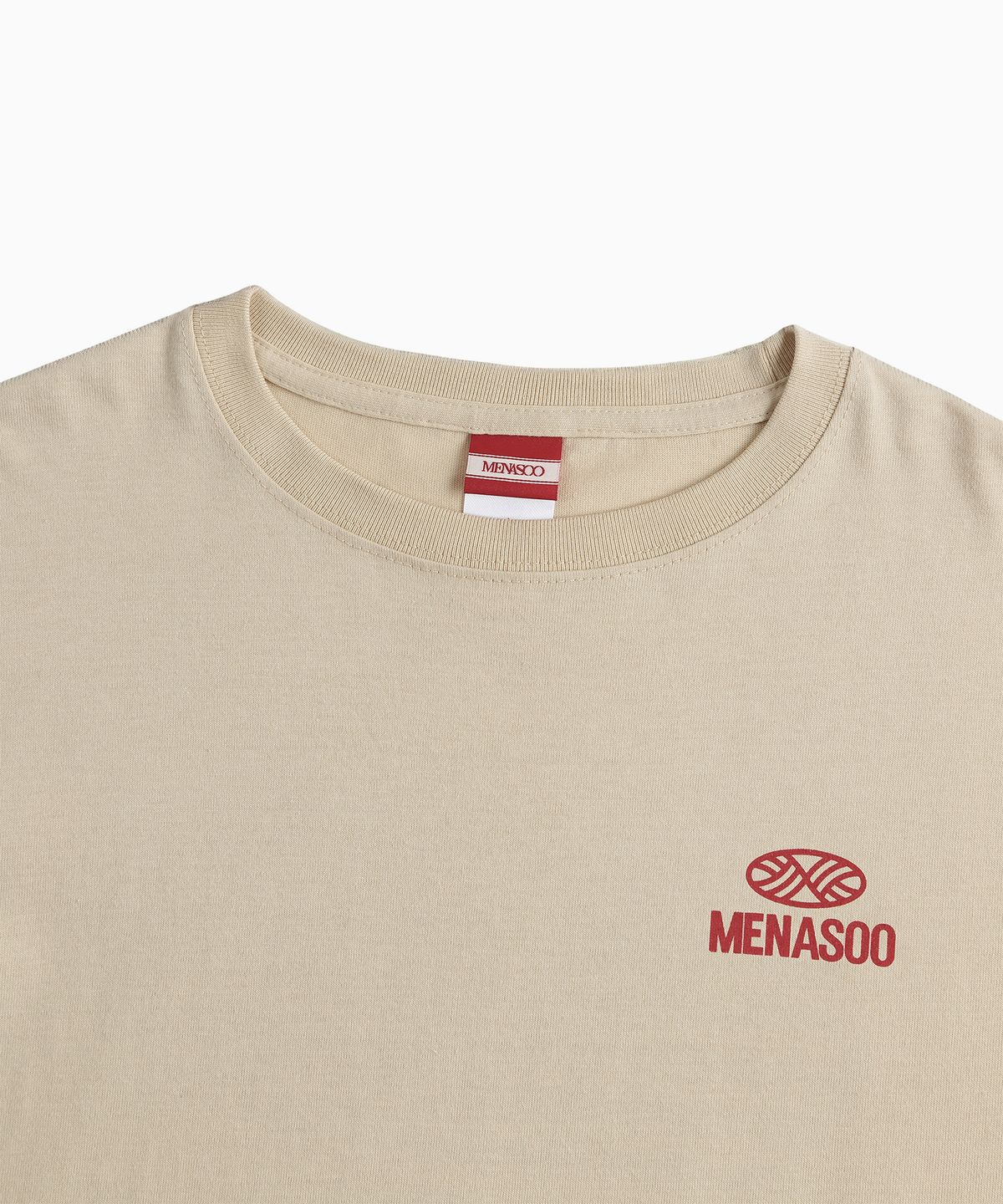 미나수(MENASOO) Squared Hearttrack Graphic T Shirt_Oatmeal