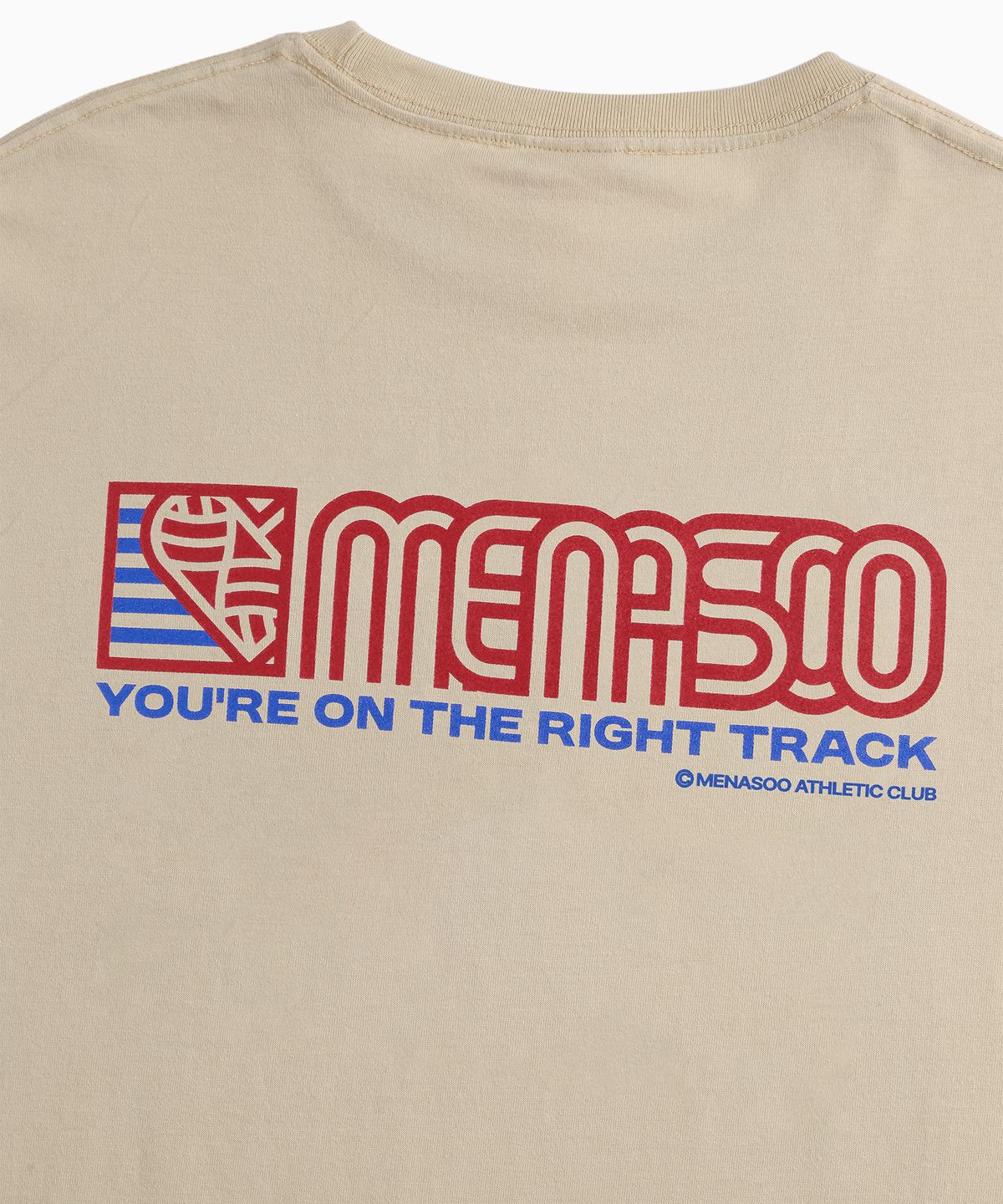 미나수(MENASOO) Squared Hearttrack Graphic T Shirt_Oatmeal