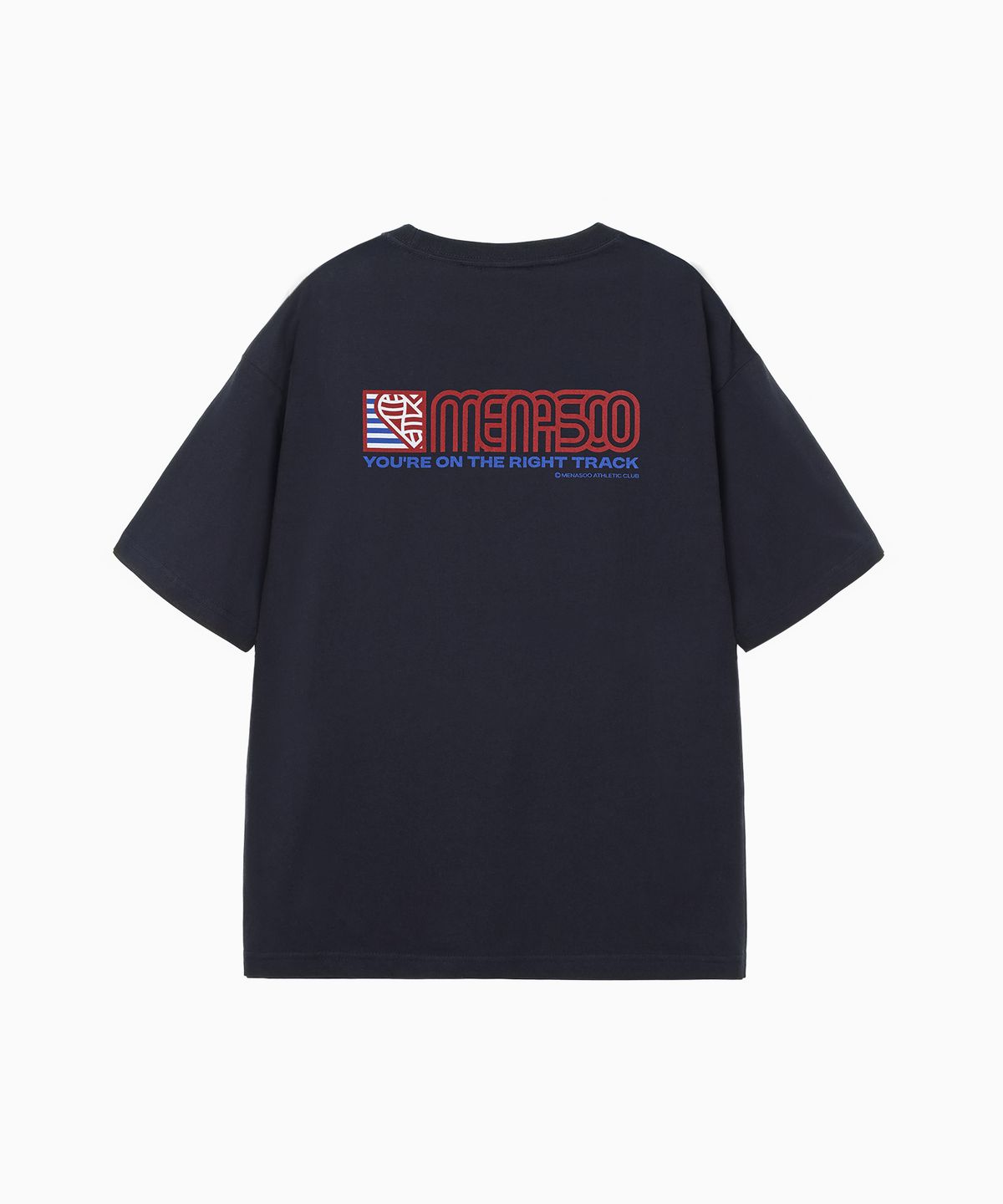 미나수(MENASOO) Squared Hearttrack Graphic T Shirt_Navy