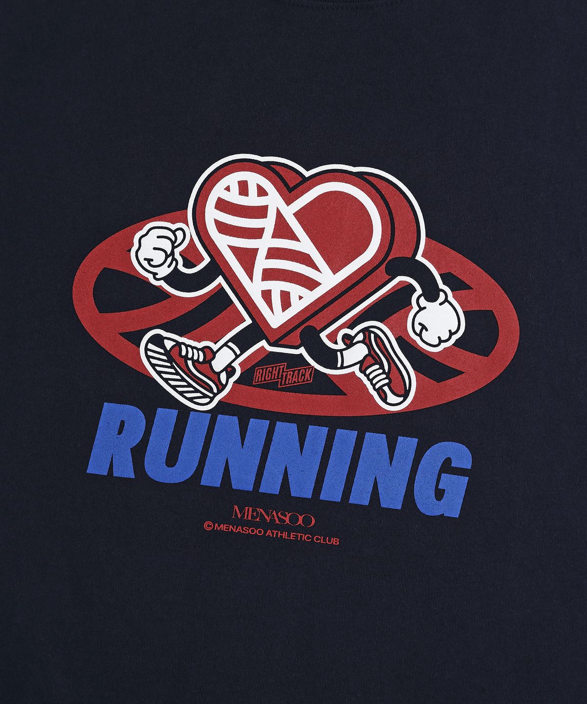 미나수(MENASOO) New Big Hearttrack Graphic T Shirt_Navy
