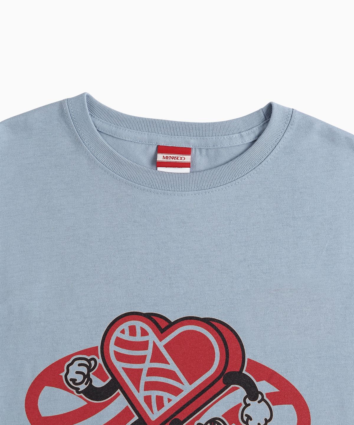 미나수(MENASOO) New Big Hearttrack Graphic T Shirt_Skyblue
