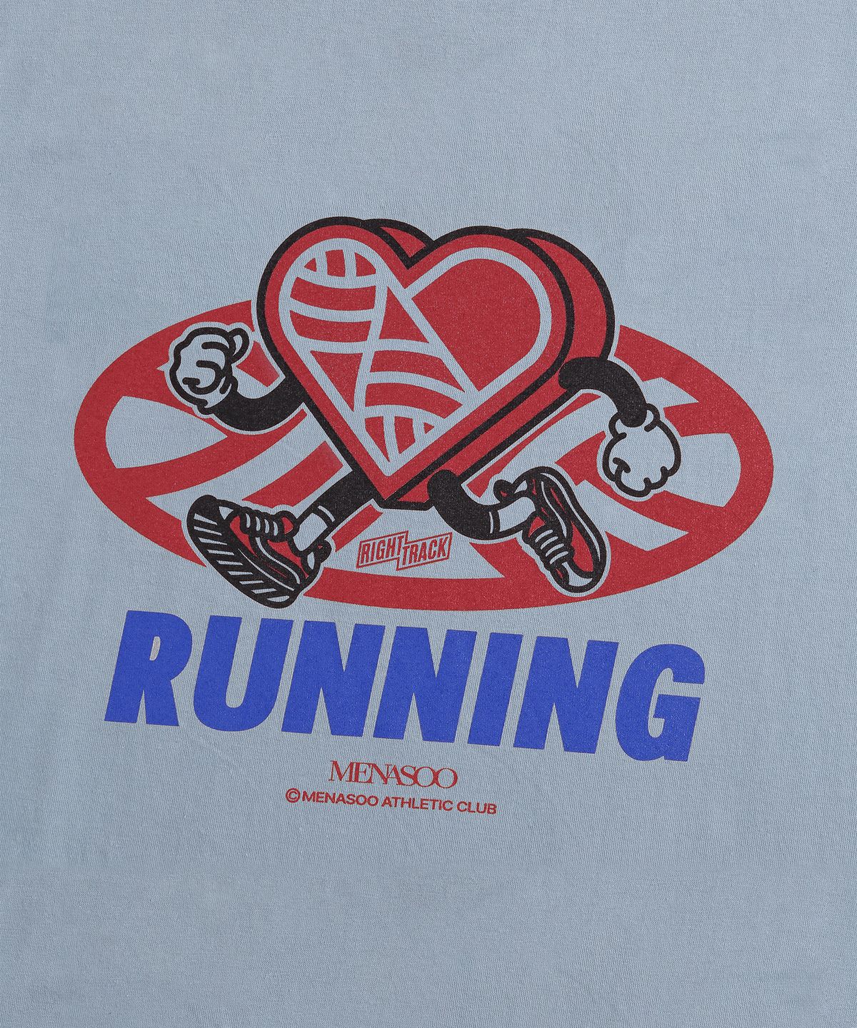 미나수(MENASOO) New Big Hearttrack Graphic T Shirt_Skyblue