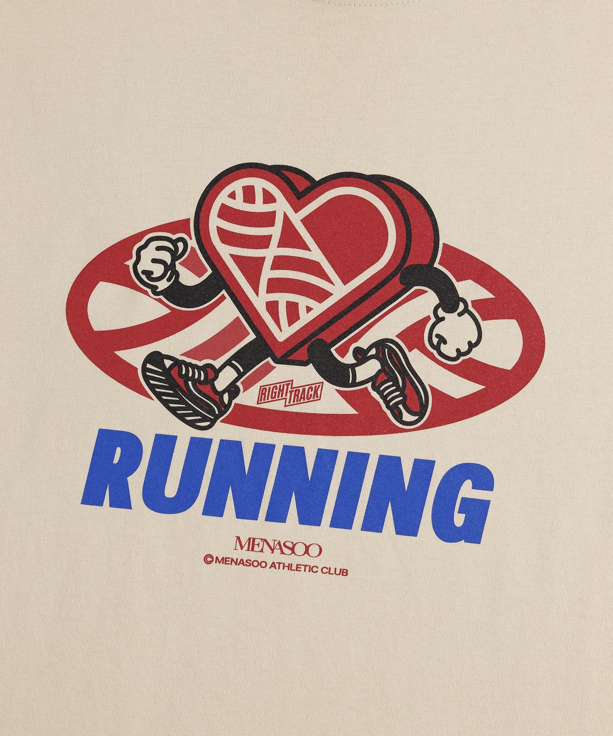 미나수(MENASOO) New Big Hearttrack Graphic T Shirt_Oatmeal
