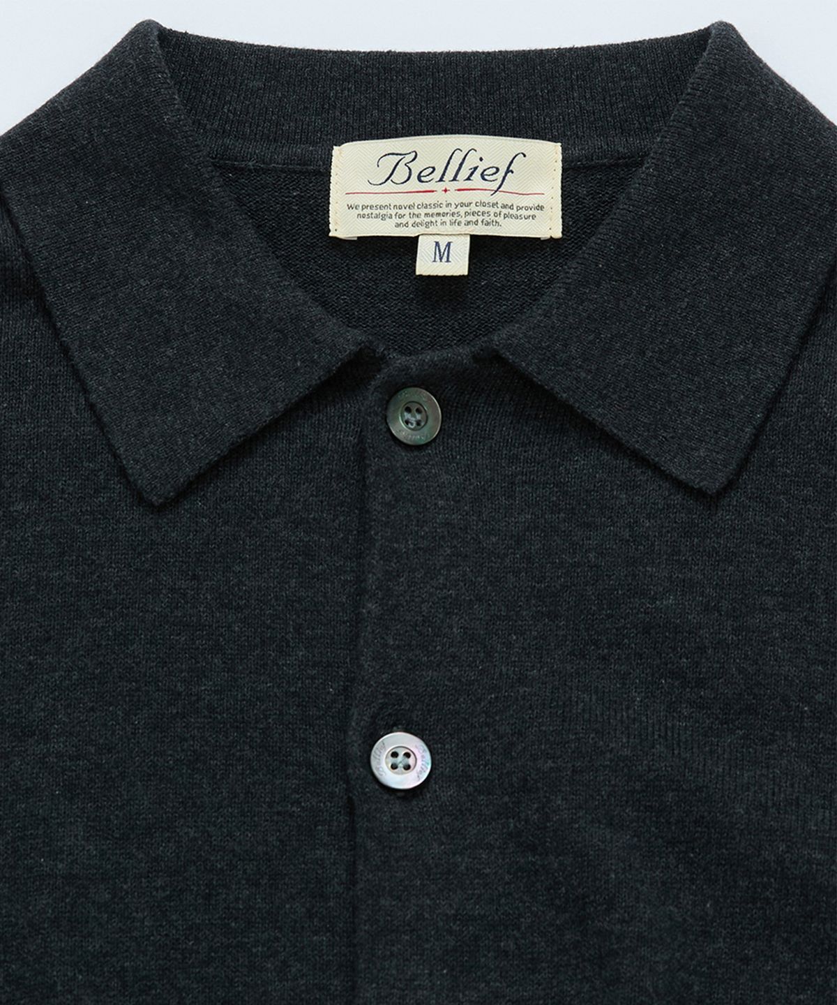 벨리프(BELLIEF) Essential Cotton Comfort Collar Cardigan (Grey)