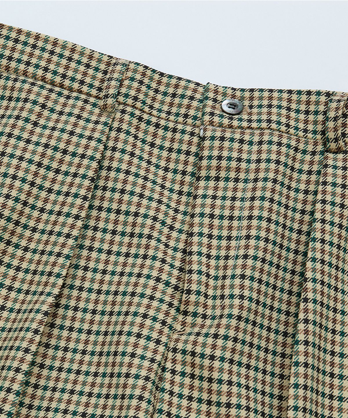 벨리프(BELLIEF) Gun club check Single Pleat banding chino (Check)_JAPAN FABRIC