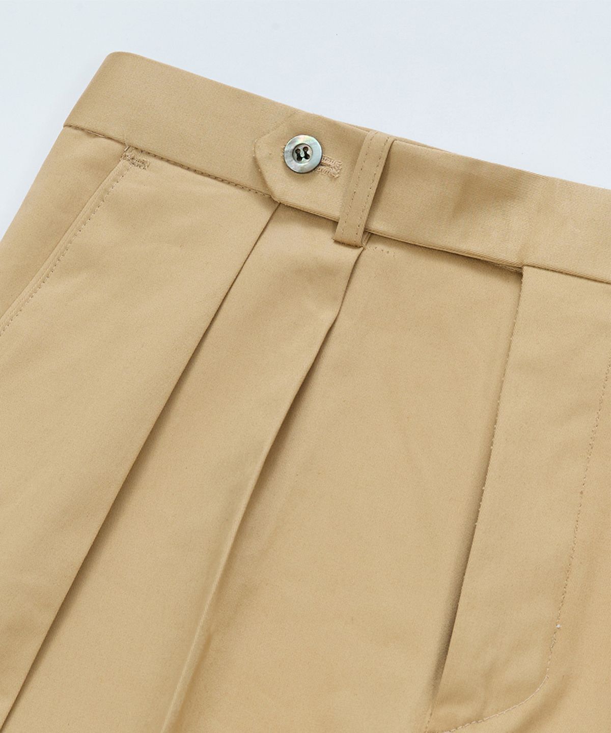 벨리프(BELLIEF) Gabardine cotton Double Pleats Wide Chino Pants (Beige)
