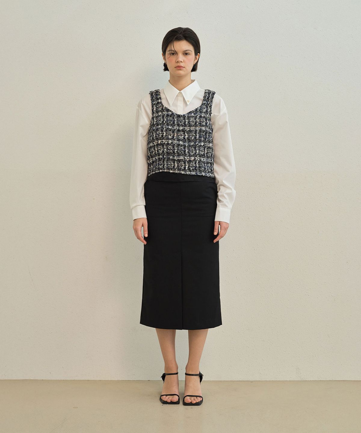 메이버유(MAYVERU) Tento Tweed Vest _ Black