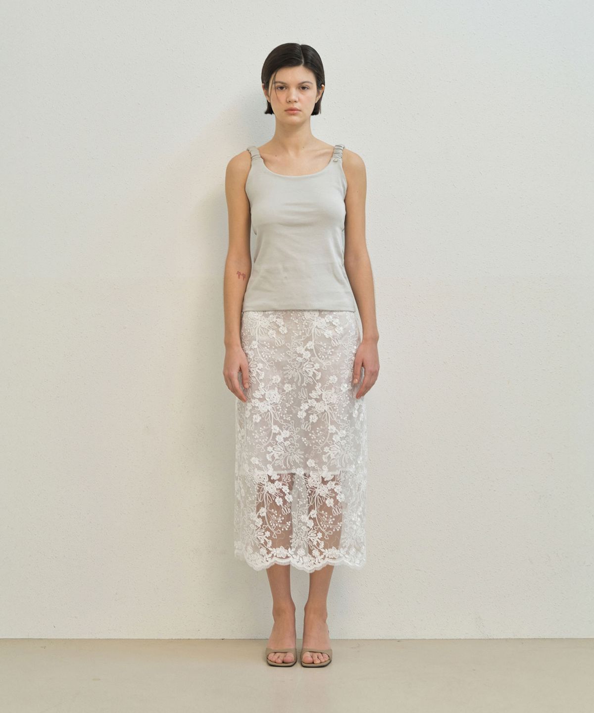 메이버유(MAYVERU) Cookie Wrinkle Sleeveless T-Shirt _ Gray