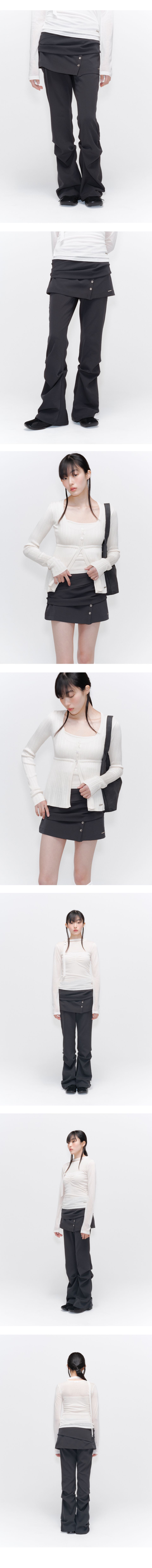MUSINSA | MISEKI SEOUL Draped shirt skirt pants SET CHARCOAL