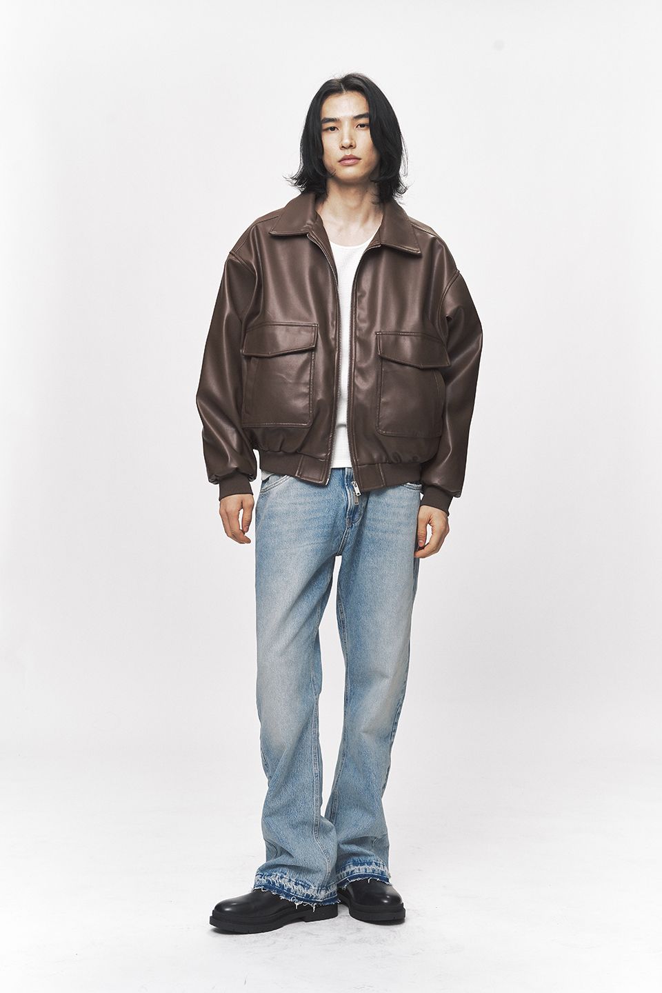 MUSINSA公式 | BLACK MOMENT シンプリシティ ビーガンレザー ブルゾン