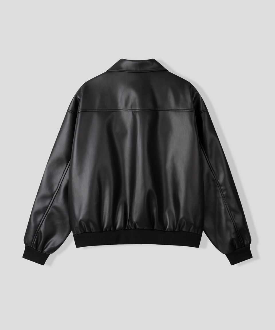 MUSINSA公式 | BLACK MOMENT シンプルシティ ビーガンレザー ブルゾン