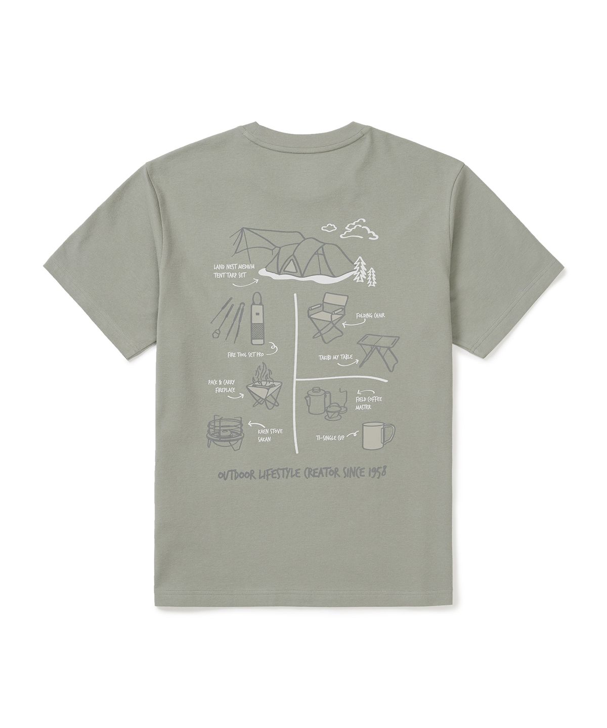 스노우피크 어패럴(SNOWPEAK APPAREL) 소로나 기어 반팔 티셔츠 (S25MUFTS70) Smog Khaki
