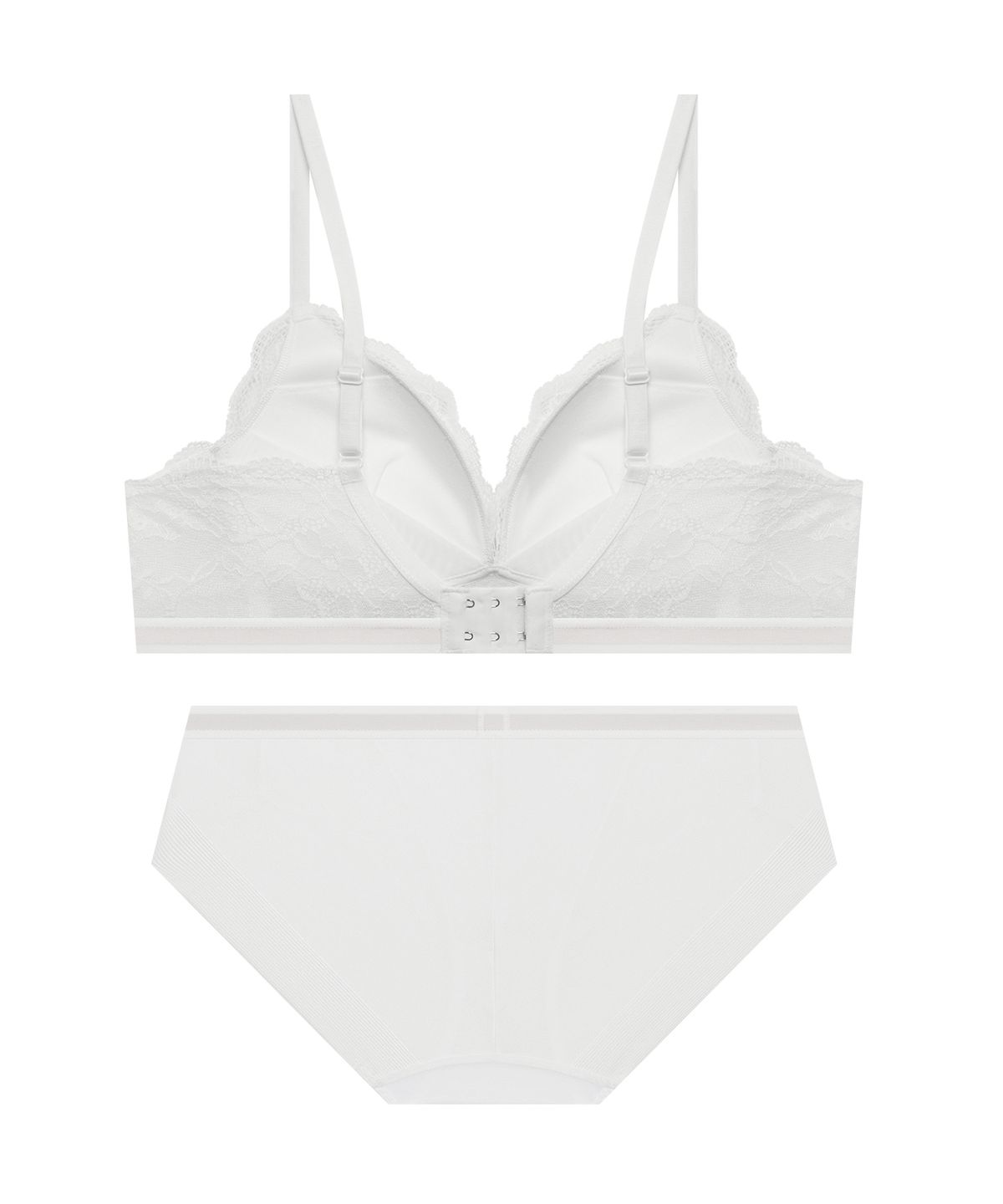 엘르이너웨어(ELLE INNERWEAR) 소프트핏 노와이어 레이스 브라 팬티 세트 - 아이보리