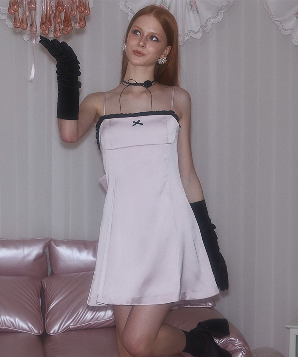 로제프란츠(ROSEFRANTZ) Back Ribbon Mini Dress [Pink]
