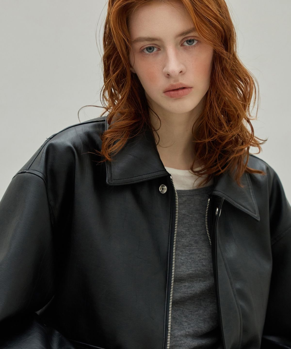 엘리오티(ELLIOTI) Leather Blouson Jacket_2Color