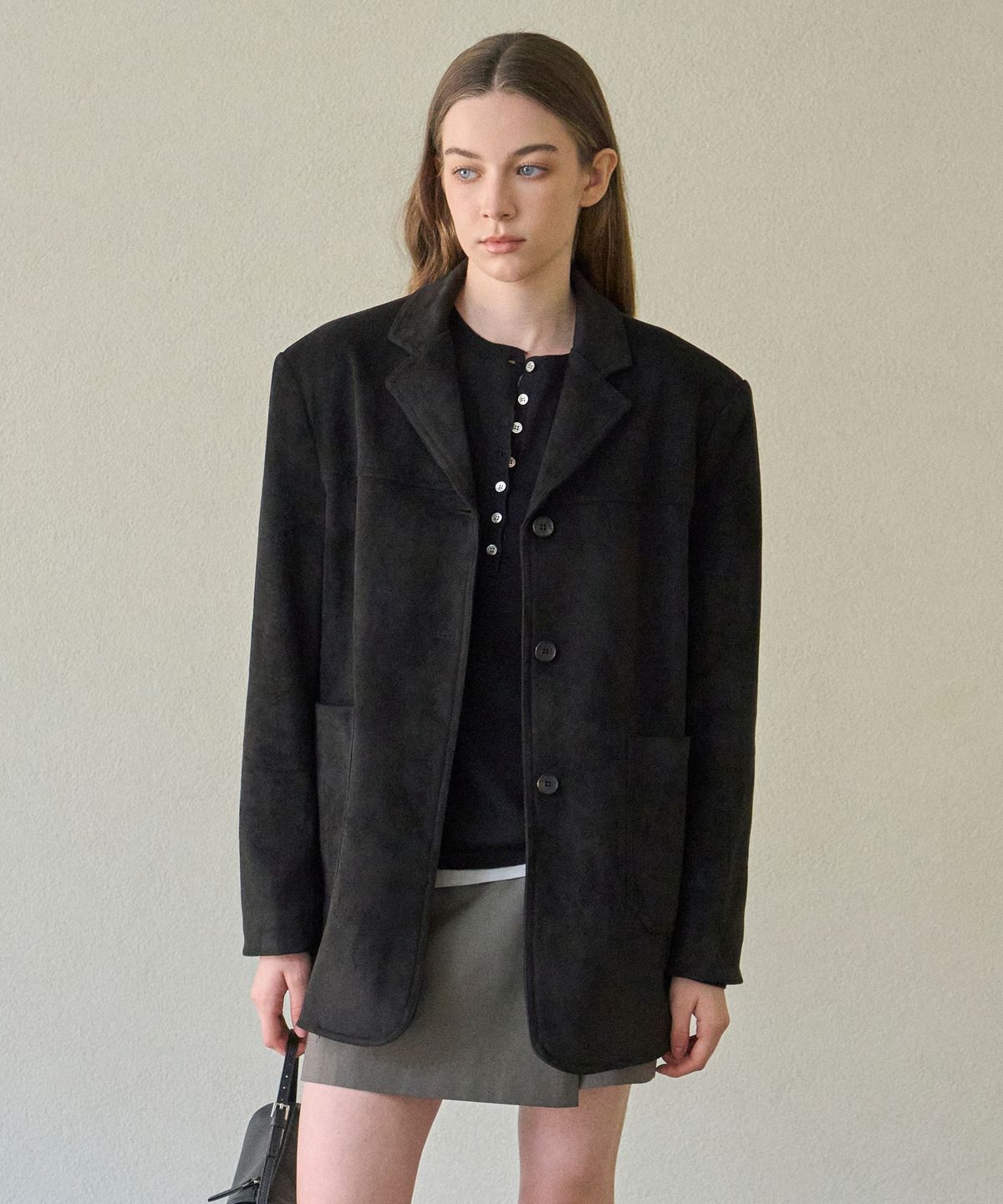 엘리오티(ELLIOTI) Suede Half Coat_2Color