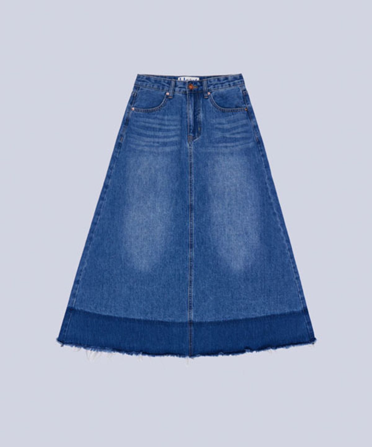 헤인트(HAINT) TWO-TONE DISTRESSED DENIM SKIRT