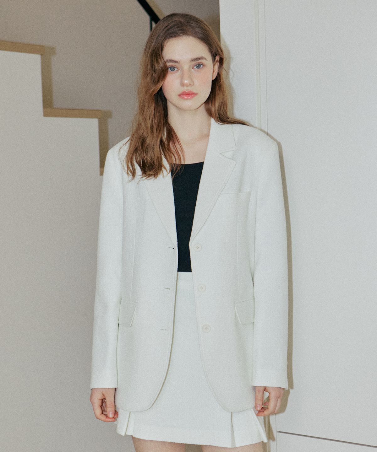 엽페(YUPPE) OVER TWEED JACKET_IVORY