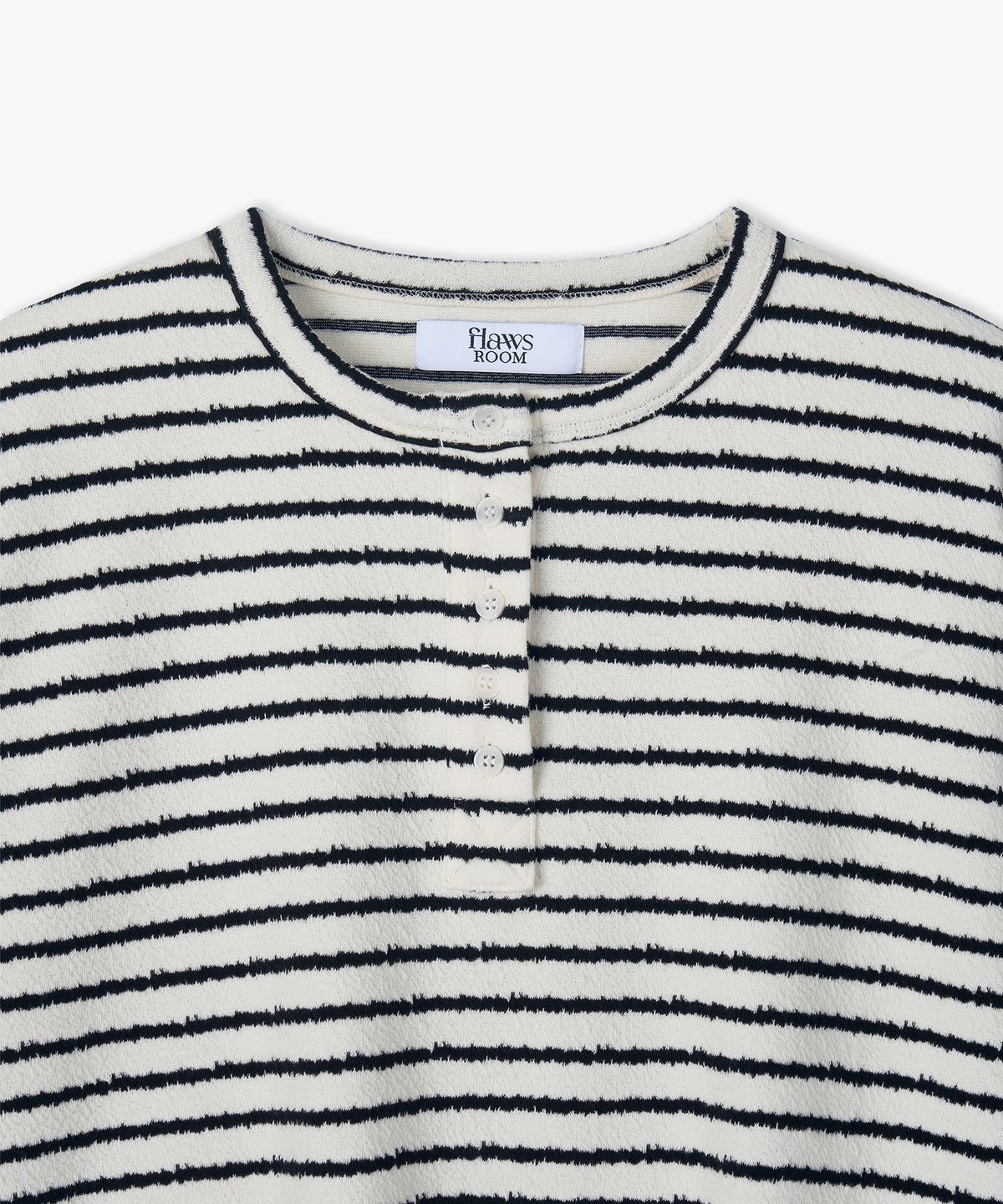 플로즈룸(FLAWSROOM) Stripe Noise Henleyneck BLACK