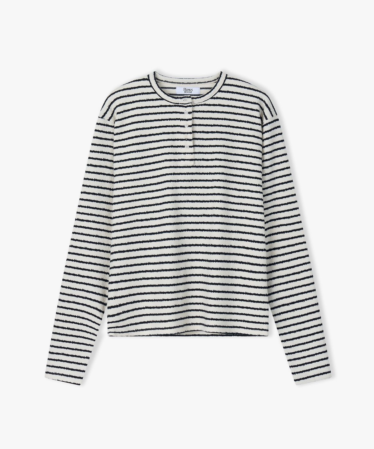 플로즈룸(FLAWSROOM) Stripe Noise Henleyneck BLACK