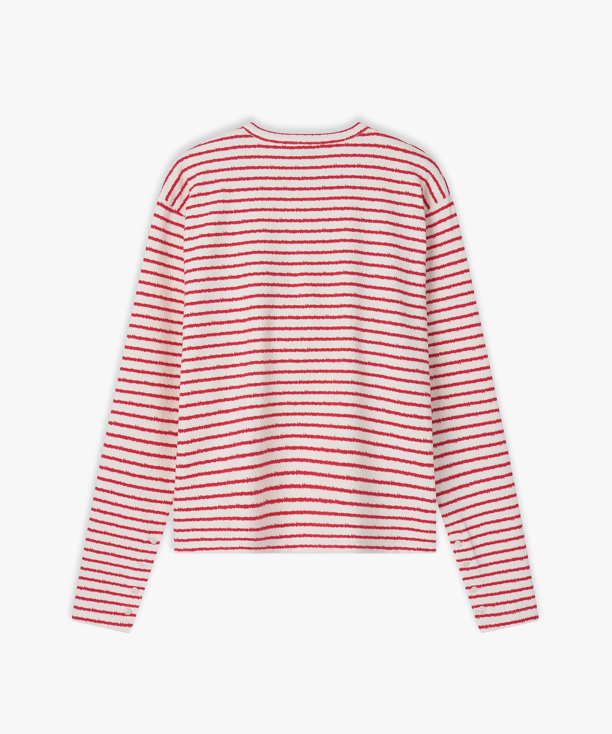 플로즈룸(FLAWSROOM) Stripe Noise Henleyneck RED