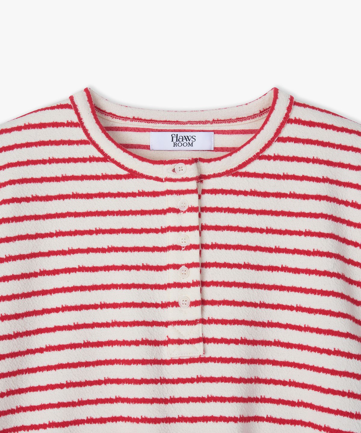 플로즈룸(FLAWSROOM) Stripe Noise Henleyneck RED