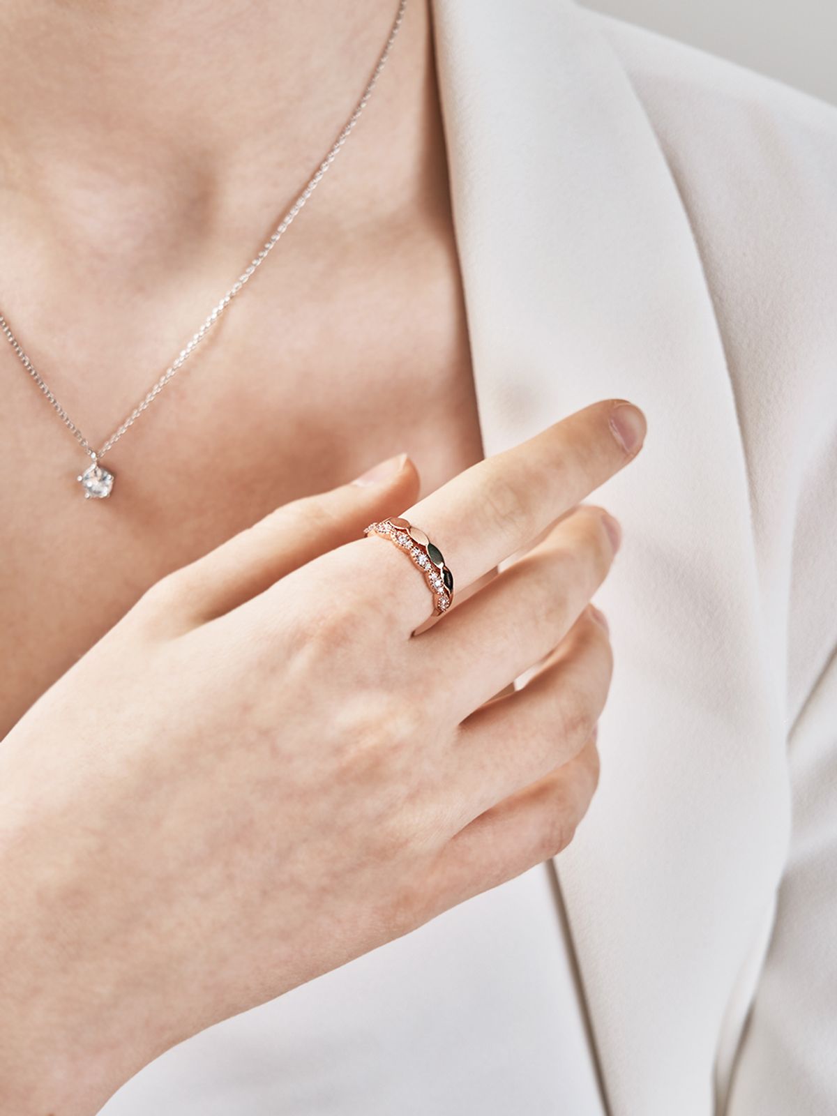 엘르주얼리(ELLEJEWELRY) 레이스 레이어드 링 2종 세트 ELBRWR140