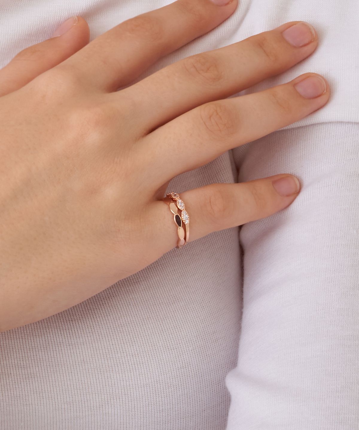 엘르주얼리(ELLEJEWELRY) 레이스 레이어드 링 2종 세트 ELBRWR140