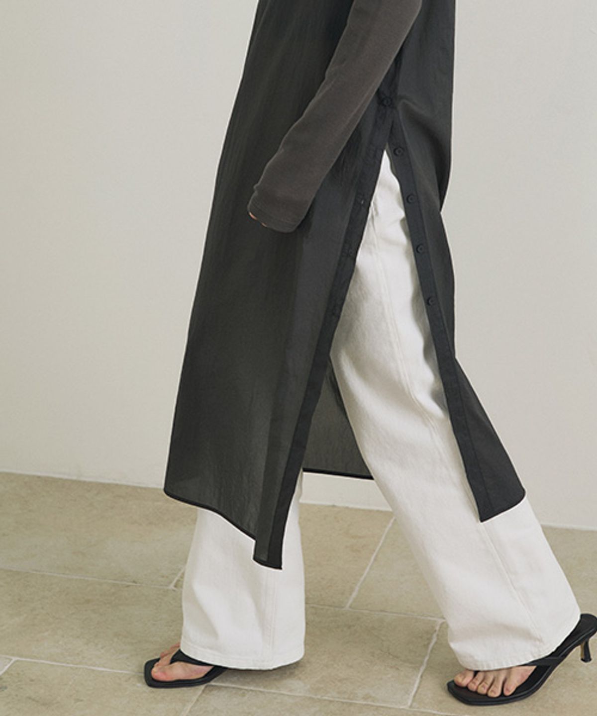 링서울(LINGSEOUL) sheer layered dress-charcoal