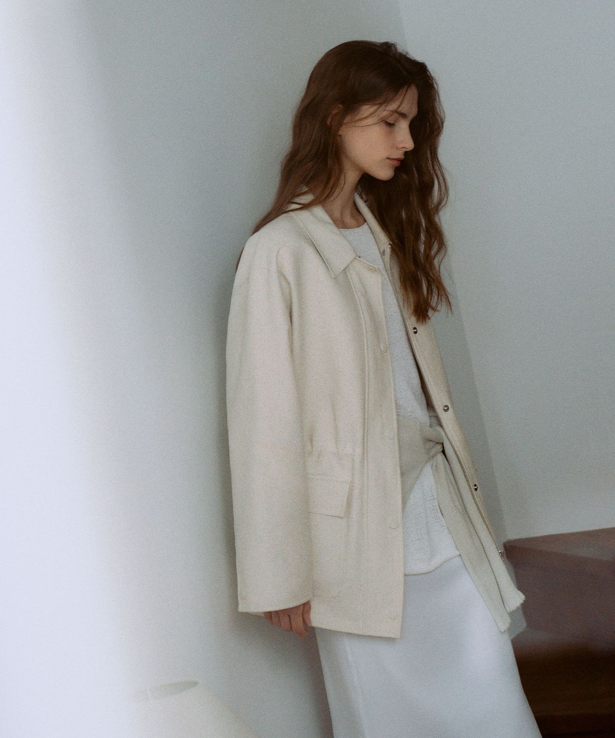 라메레이(LAMEREI) Cotton Half Jacket[LMBESPJK5101]-Cream Beige